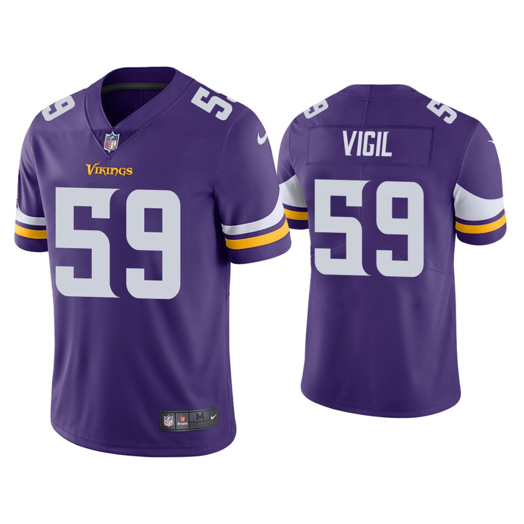 Men's Minnesota Vikings #59 Nick Vigil Purple Vapor Untouchable Limited Stitched Jersey Men's Minnesota Vikings #59 Nick Vigil Purple Vapor Untouchable Limited Stitched Jersey